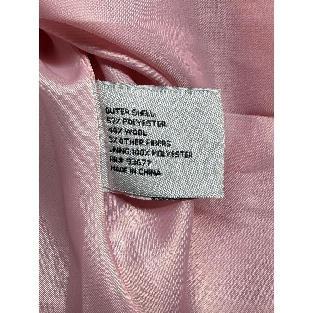 Worthington Pea‎ Coat Womens Medium Pink Tweed Wool Blend Lined Preppy Academia - Picture 7 of 11